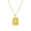 Image de 1 Pièce Collier à Pendentif Chaîne Maille Cheval Alphabet Majuscule Lettre Initiale en Laiton Respectueux de la Nature À la Mode Plaqué Or Véritable 18K Rectangle Rayées Mots " A-Z " Unisexe 45cm + 5cm long
