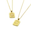 Picture of Eco-friendly Stylish Capital Alphabet Initial Letter Name 18K Real Gold Plated Brass Curb Link Chain Rectangle Stripe Message " A-Z " Pendant Charm Necklace Unisex 45cm(17.7") + 5cm(2") long