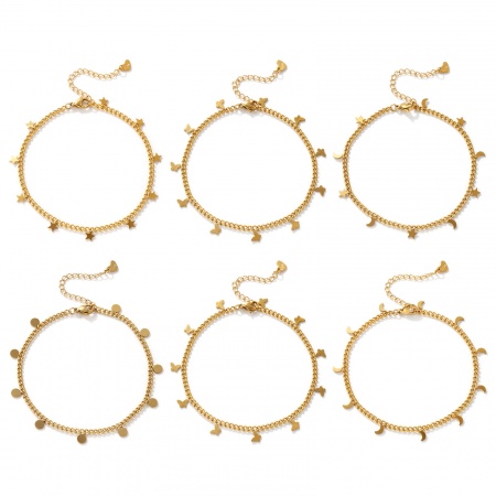 Eco-friendly Vacuum Plating Stylish 18K Gold Plated 304 Stainless Steel Curb Link Chain Anklet For Women Gift 22cm(8.7") long