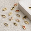 Imagen de 2 Unidades Latón & Vidrio Conectores Dijes Colgantes Chapado en Oro de 18K Rectángulo Sección 15mm x 6mm