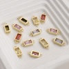 Imagen de 2 Unidades Latón & Vidrio Conectores Dijes Colgantes Chapado en Oro de 18K Rectángulo Sección 15mm x 6mm