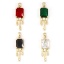 Immagine di 1 Pz Ecologico Ottone Ciondoli Pendenti 18K Vero Oro Placcato Rettangolo Multicolore Cubic Zirconiae 3cm x 0.8cm
