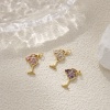 Picture of Eco-friendly Brass Charms 18K Real Gold Plated Wine Glass Hollow Multicolour Cubic Zirconia