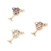 Picture of Eco-friendly Brass Charms 18K Real Gold Plated Wine Glass Hollow Multicolour Cubic Zirconia