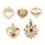 Immagine di 1 Pz Ecologico Ottone + Zircone Cubico San Valentino Ciondoli 18K Vero Oro Placcato Cuore