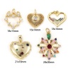 Image de 1 Pièce Breloques La Saint Valentin Respectueux de la Nature en Laiton & Zirconia Cubique Plaqué Or Véritable 18K Cœur