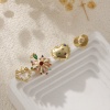 Image de 1 Pièce Breloques La Saint Valentin Respectueux de la Nature en Laiton & Zirconia Cubique Plaqué Or Véritable 18K Cœur