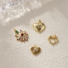 Image de 1 Pièce Breloques La Saint Valentin Respectueux de la Nature en Laiton & Zirconia Cubique Plaqué Or Véritable 18K Cœur
