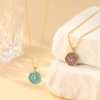 Bild von Umweltfreundlich Stilvoll Ins Stil 18K Echtgold plattiert Messing Kreuz Gliederketten Rund Scheibe Emaille Anhänger Halskette Für Frauen Geschenk 46cm + 6cm lang