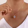 Bild von Umweltfreundlich Stilvoll Ins Stil 18K Echtgold plattiert Messing Kreuz Gliederketten Rund Scheibe Emaille Anhänger Halskette Für Frauen Geschenk 46cm + 6cm lang