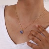 Bild von Umweltfreundlich Stilvoll Ins Stil 18K Echtgold plattiert Messing Kreuz Gliederketten Rund Scheibe Emaille Anhänger Halskette Für Frauen Geschenk 46cm + 6cm lang
