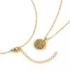 Bild von Umweltfreundlich Stilvoll Ins Stil 18K Echtgold plattiert Messing Kreuz Gliederketten Rund Scheibe Emaille Anhänger Halskette Für Frauen Geschenk 46cm + 6cm lang