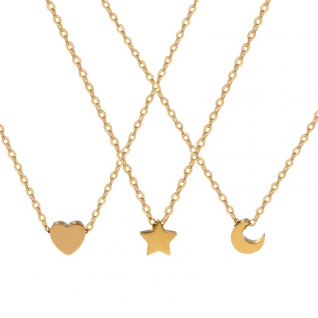 Picture of Wholesale Geometric Double-sided Polishing Pendant Charm Necklace, 18K Gold Plated 304 Stainless Steel Link Cable Chain, Women's Eco-friendly PVD Vacuum Plating Stylish Gift Jewelry For Retailer, 45cm(17.7") + 5cm(2") long, 1 Piece