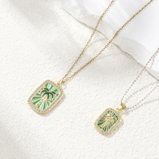 Изображение 1 Piece Eco-friendly Brass Charms 18K Real Gold Plated Multicolor Enamel Rectangle