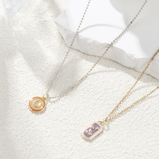 Picture of 1 Piece Eco-friendly Brass Charms 18K Real Gold Plated Multicolor Enamel Geometric