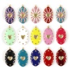 Picture of Eco-friendly Brass Valentine's Day Pendants 18K Real Gold Plated Enamel Oval Heart Clear Cubic Zirconia 4.1cm x 2.1cm