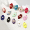 Picture of Eco-friendly Brass Valentine's Day Pendants 18K Real Gold Plated Enamel Oval Heart Clear Cubic Zirconia 4.1cm x 2.1cm