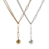 Picture of Eco-friendly Stylish Double Layer 304 Stainless Steel Paperclip Link Chain Ball Pendant Charm Necklace For Women Gift 51cm(20.1") long