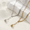 Picture of Eco-friendly Stylish Double Layer 304 Stainless Steel Paperclip Link Chain Ball Pendant Charm Necklace For Women Gift 51cm(20.1") long