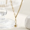 Picture of 1 Piece Stylish Double Layer 304 Stainless Steel Paperclip Link Chain With Pendant Anklet 26cm(10.2") long