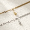 Picture of 1 Piece Stylish Double Layer 304 Stainless Steel Paperclip Link Chain With Pendant Anklet 26cm(10.2") long