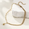 Picture of 1 Piece Stylish Double Layer 304 Stainless Steel Paperclip Link Chain With Pendant Anklet 26cm(10.2") long