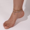 Picture of 1 Piece Stylish Double Layer 304 Stainless Steel Paperclip Link Chain With Pendant Anklet 26cm(10.2") long