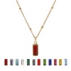 Picture of Eco-friendly PVD Vacuum Plating Exquisite Birthstone 18K Real Gold Plated 304 Stainless Steel & Cubic Zirconia Curb Link Chain Rectangle Pendant Charm Necklace For Women Gift 45cm(17.7") + 5cm(2") long