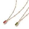 Picture of Eco-friendly PVD Vacuum Plating Exquisite Birthstone 18K Real Gold Plated 304 Stainless Steel & Cubic Zirconia Curb Link Chain Rectangle Pendant Charm Necklace For Women Gift 45cm(17.7") + 5cm(2") long