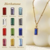 Picture of Eco-friendly PVD Vacuum Plating Exquisite Birthstone 18K Real Gold Plated 304 Stainless Steel & Cubic Zirconia Curb Link Chain Rectangle Pendant Charm Necklace For Women Gift 45cm(17.7") + 5cm(2") long