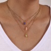Picture of Eco-friendly PVD Vacuum Plating Exquisite Birthstone 18K Real Gold Plated 304 Stainless Steel & Cubic Zirconia Curb Link Chain Rectangle Pendant Charm Necklace For Women Gift 45cm(17.7") + 5cm(2") long