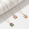 Picture of Eco-friendly PVD Vacuum Plating Sweet & Cute 18K Real Gold Plated Multicolor 304 Stainless Steel Link Cable Chain Square Fruit Enamel Pendant Charm Necklace For Women Gift 45cm(17.7") + 5cm(2") long