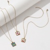 Picture of Eco-friendly PVD Vacuum Plating Sweet & Cute 18K Real Gold Plated Multicolor 304 Stainless Steel Link Cable Chain Square Fruit Enamel Pendant Charm Necklace For Women Gift 45cm(17.7") + 5cm(2") long