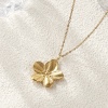 Picture of Eco-friendly PVD Vacuum Plating Stylish Pastoral Style 18K Real Gold Plated 304 Stainless Steel Link Cable Chain Flower Pendant Charm Necklace For Women Gift 45cm(17.7") + 5cm(2") long