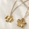 Picture of Eco-friendly PVD Vacuum Plating Stylish Pastoral Style 18K Real Gold Plated 304 Stainless Steel Link Cable Chain Flower Pendant Charm Necklace For Women Gift 45cm(17.7") + 5cm(2") long