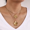 Picture of Eco-friendly PVD Vacuum Plating Stylish Pastoral Style 18K Real Gold Plated 304 Stainless Steel Link Cable Chain Flower Pendant Charm Necklace For Women Gift 45cm(17.7") + 5cm(2") long