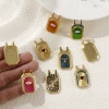 Picture of Eco-friendly Brass Micro Pave Pendants 18K Real Gold Plated Octagon Enamel Clear Cubic Zirconia 3cm x 1.8cm