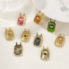 Picture of Eco-friendly Brass Micro Pave Pendants 18K Real Gold Plated Octagon Enamel Clear Cubic Zirconia 3cm x 1.8cm