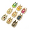 Picture of Eco-friendly Brass Micro Pave Pendants 18K Real Gold Plated Octagon Enamel Clear Cubic Zirconia 3cm x 1.8cm