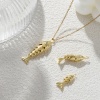 Picture of Eco-friendly Brass Ocean Jewelry Charms 18K Real Gold Plated Fish Animal Movable Clear Cubic Zirconia