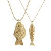 Picture of Eco-friendly Bohemia Boho Ocean Jewelry 18K Real Gold Plated Brass Ball Chain Fish Animal Pendant Charm Necklace Unisex Gift 45cm(17.7") + 5cm(2") long