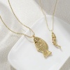 Picture of Eco-friendly Bohemia Boho Ocean Jewelry 18K Real Gold Plated Brass Ball Chain Fish Animal Pendant Charm Necklace Unisex Gift 45cm(17.7") + 5cm(2") long