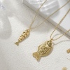 Picture of Eco-friendly Bohemia Boho Ocean Jewelry 18K Real Gold Plated Brass Ball Chain Fish Animal Pendant Charm Necklace Unisex Gift 45cm(17.7") + 5cm(2") long