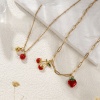 Picture of Eco-friendly PVD Vacuum Plating Natural Pastoral Cute 18K Real Gold Plated Red 304 Stainless Steel Fruit Enamel Pendant Charm Necklace For Women Gift