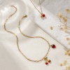 Picture of Eco-friendly PVD Vacuum Plating Natural Pastoral Cute 18K Real Gold Plated Red 304 Stainless Steel Fruit Enamel Pendant Charm Necklace For Women Gift