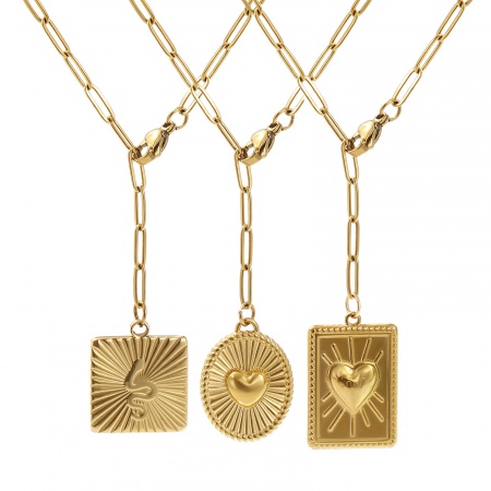 1 Pz Placcatura Sottovuoto Ecologica Elegante Elegante Placcato Oro 18K 304 Acciaio Inossidabile Catena a Graffetta Cuore Serpente Collana con Ciondolo Per Donne Regalo 60cm Lunghezza