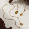 Picture of Eco-friendly Vacuum Plating Dainty Stylish 18K Gold Plated 304 Stainless Steel Paperclip Link Chain Heart Snake Pendant Charm Necklace For Women Gift 60cm(23.6") long