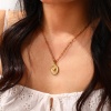 Picture of Eco-friendly Vacuum Plating Dainty Stylish 18K Gold Plated 304 Stainless Steel Paperclip Link Chain Heart Snake Pendant Charm Necklace For Women Gift 60cm(23.6") long
