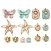 Picture of Eco-friendly PVD Vacuum Plating 304 Stainless Steel Charms 18K Real Gold Plated Multicolor Enamel Butterfly Animal Star Fish