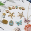 Picture of Eco-friendly PVD Vacuum Plating 304 Stainless Steel Charms 18K Real Gold Plated Multicolor Enamel Butterfly Animal Star Fish